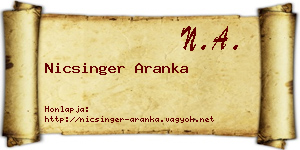 Nicsinger Aranka névjegykártya